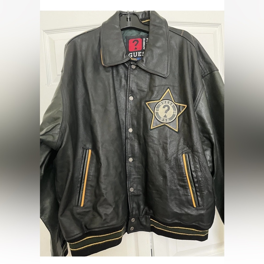 GUESS Vintage Men's Black Leather Jacket -  
Authentic 1981 -
